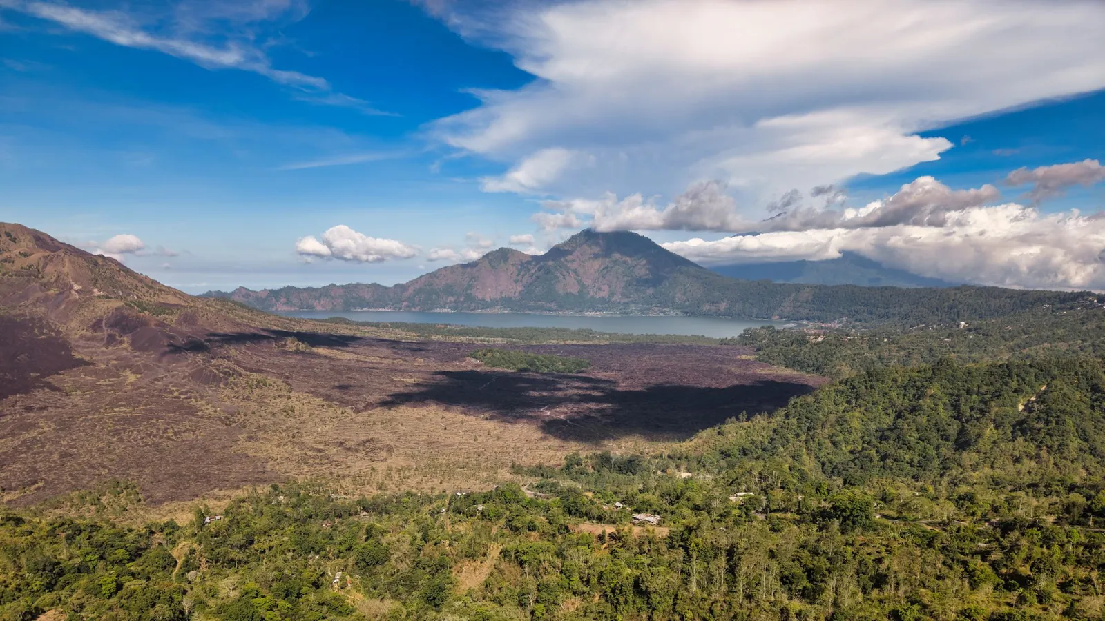 Illustrative aerial photo of Mount Batur and its caldera